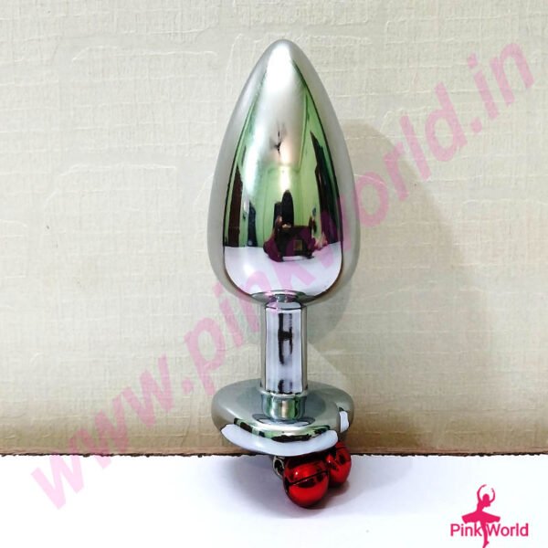 Pure Steel Anal Plug With Red Bells.
