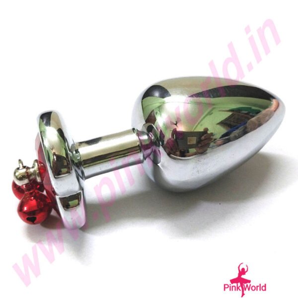 Pure Steel Anal Plug With Red Bells. - Image 3