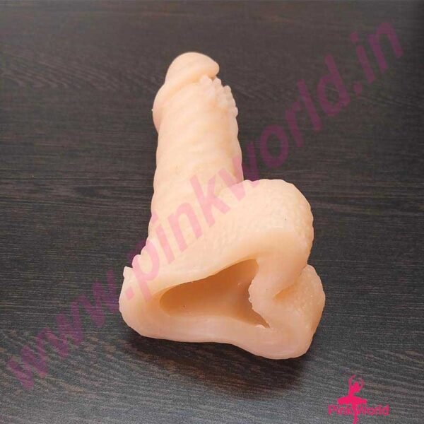 Reusable & Stretchable Extra dotted Dragon Condom- Brown. - Image 4