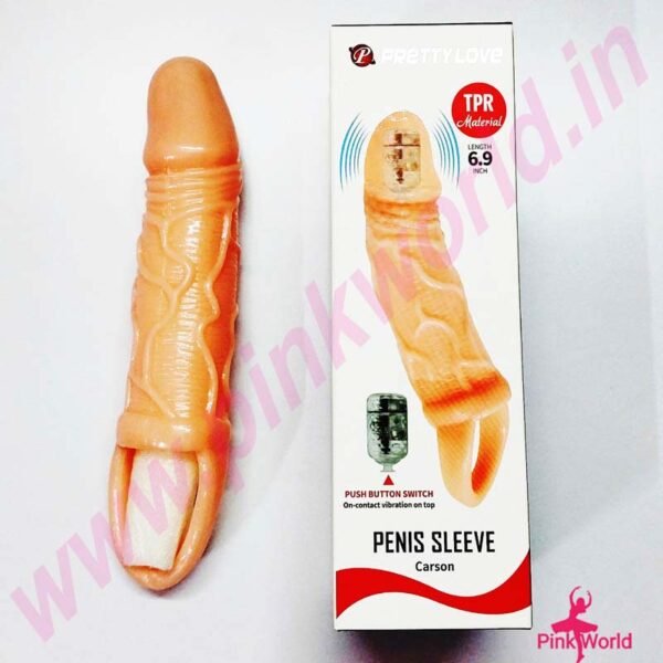 Pretty Love Carson 6.9 Inch Penis Sleeve- Brown. - Image 4