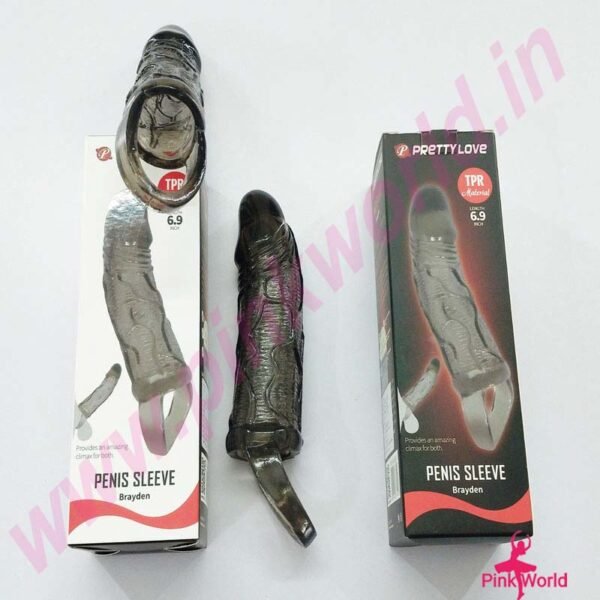 Pretty Love Brayden 6.9 Inch Penis Sleeve- Black. - Image 2