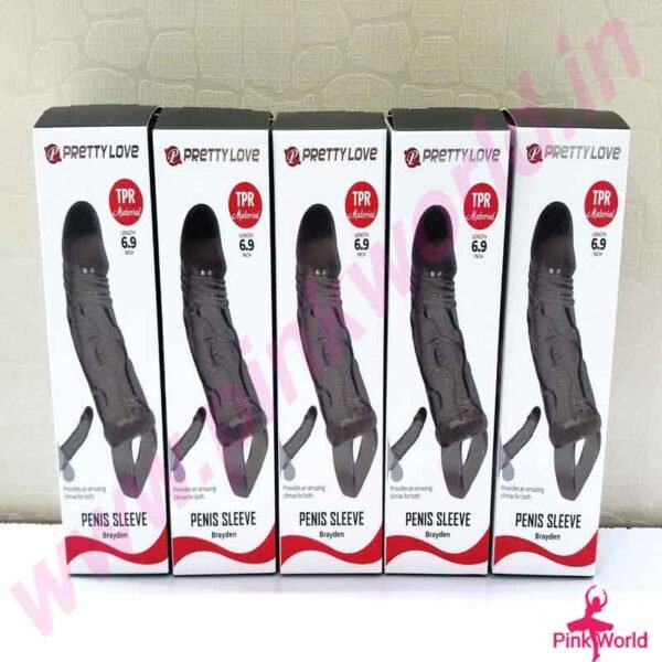 Pretty Love Brayden 6.9 Inch Penis Sleeve- Black. - Image 9