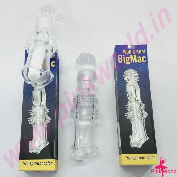 Wolf’s` Knot Big Mac Vibrating Transparent Penis Sleeve - 8.5 Inch. - Image 2
