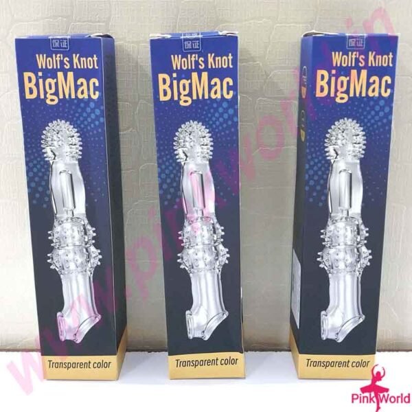 Wolf’s` Knot Big Mac Vibrating Transparent Penis Sleeve - 8.5 Inch. - Image 9